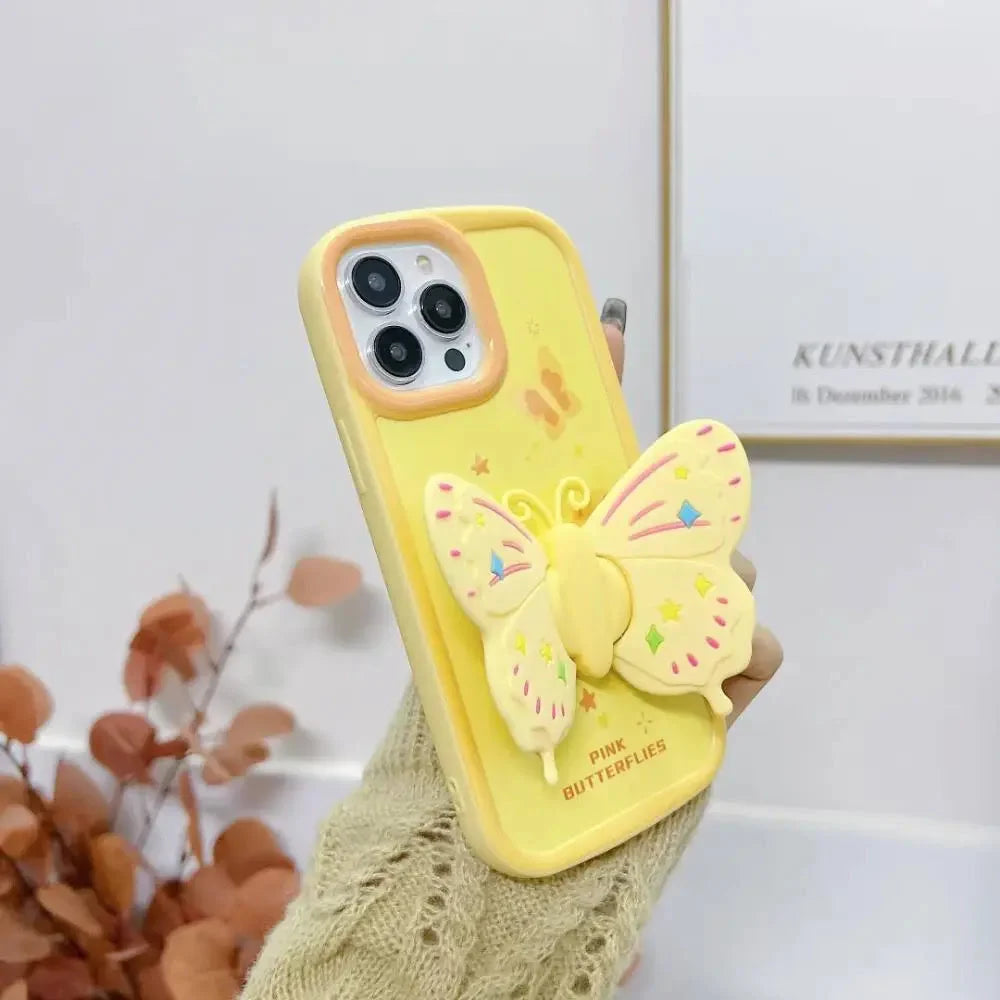 Pastel Butterfly Case With Stand Pop Socket