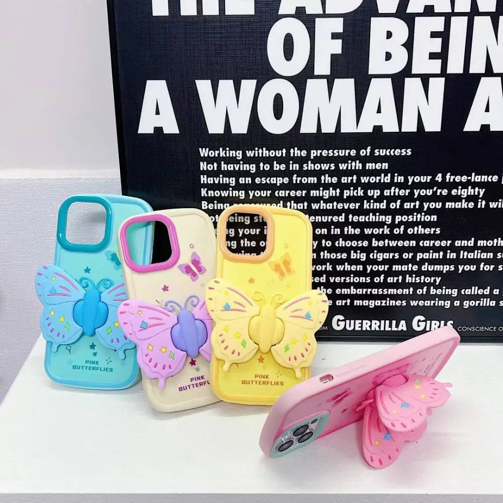 Pastel Butterfly Case With Stand Pop Socket
