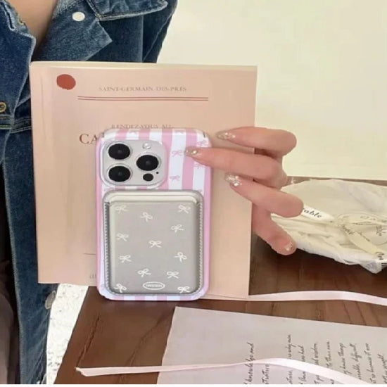 Blush Pink Ribbon Case with Luxe MagSafe Wallet