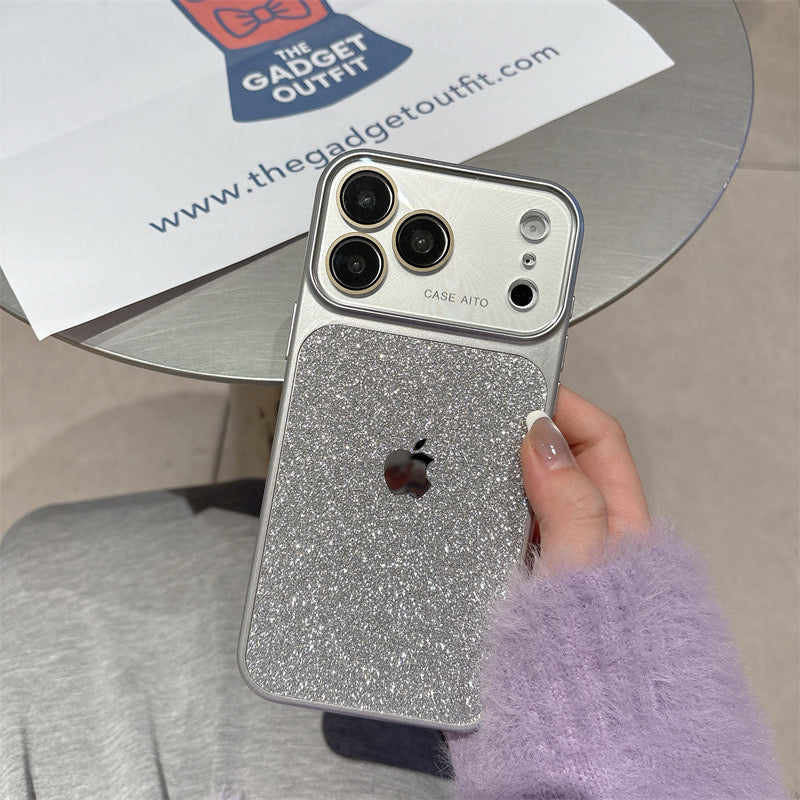 Luxury Silver Glitter iPhone Case – Sparkling Protective Cover with Lens Guard