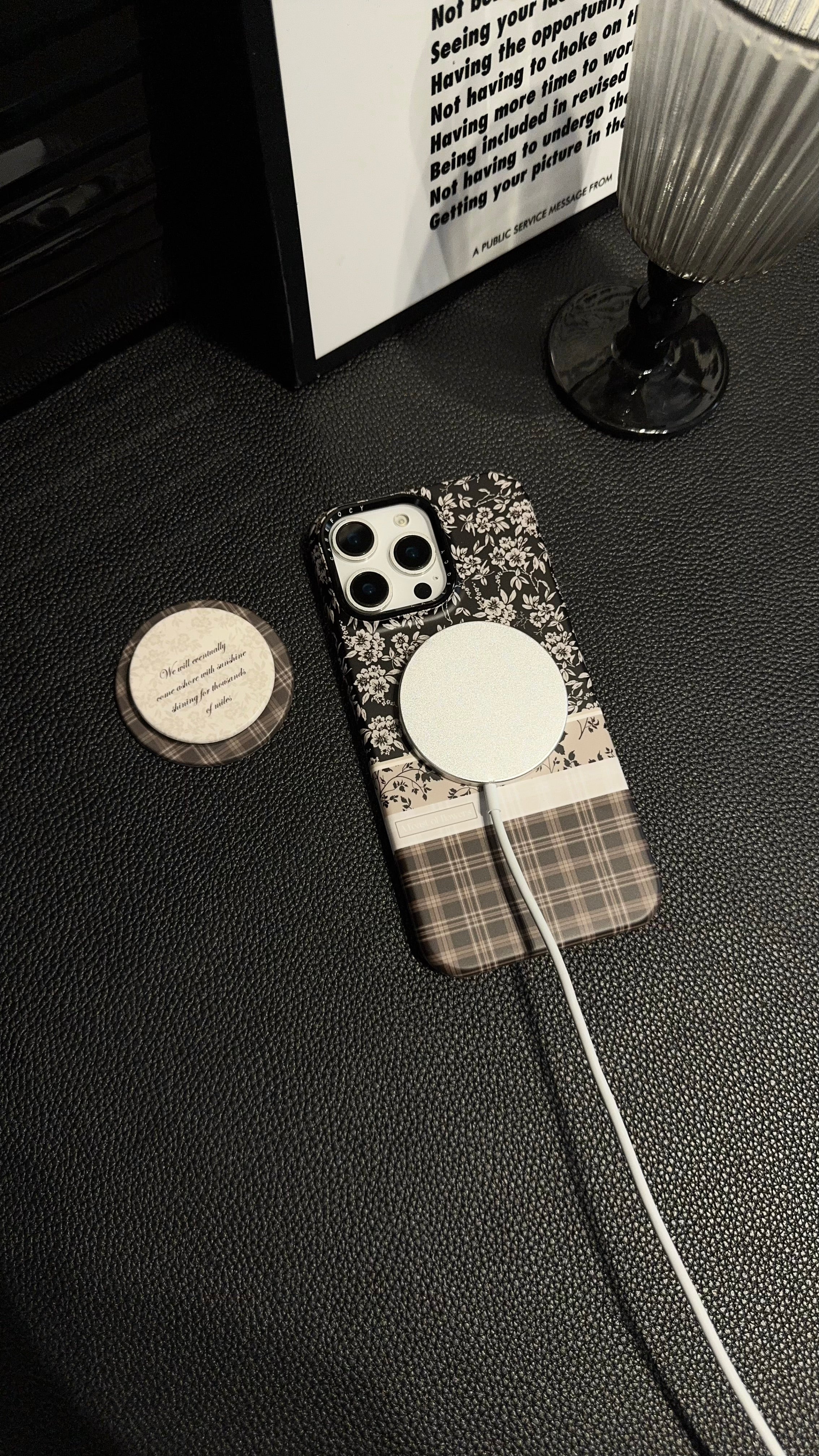 Brown Floral Plaid magnetic MagSafe iPhone Case – Soft Matte Cover with Grip Holder