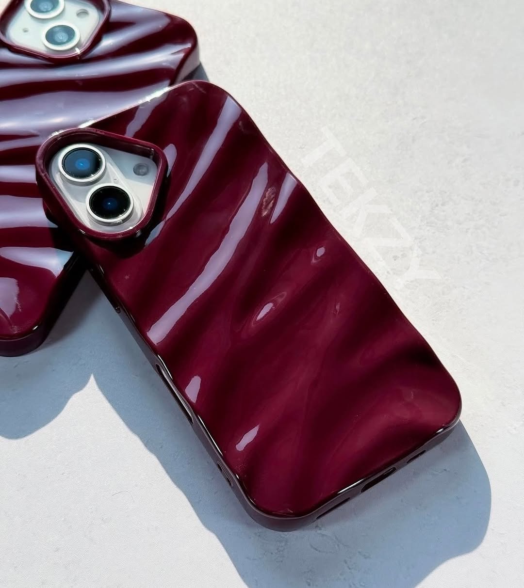 Ruby Wave iPhone Case – Glossy Dark Red Designer Phone Cover