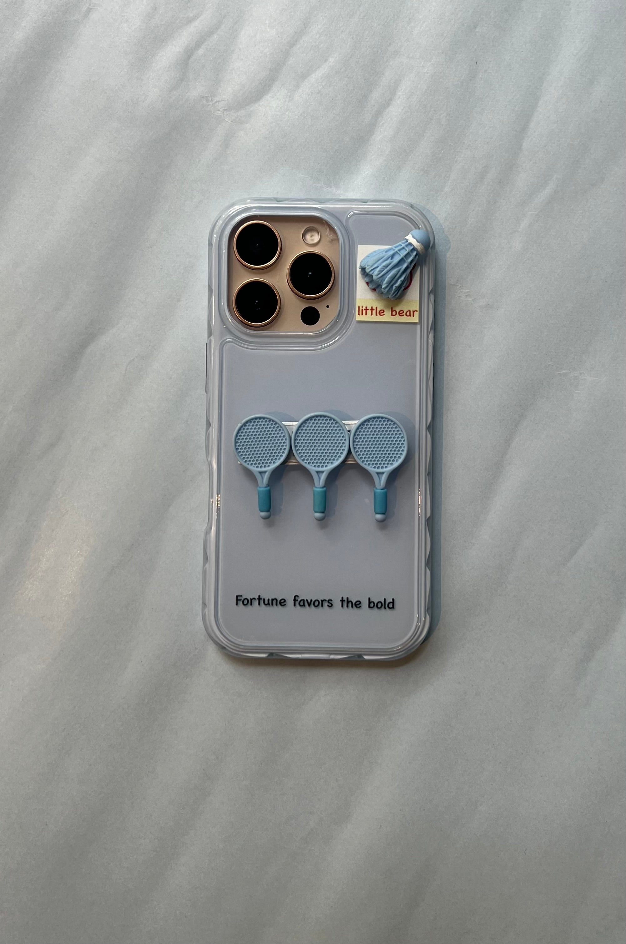 Blue badminton Vibes Case – “Fortune Favors the Bold” 💙
