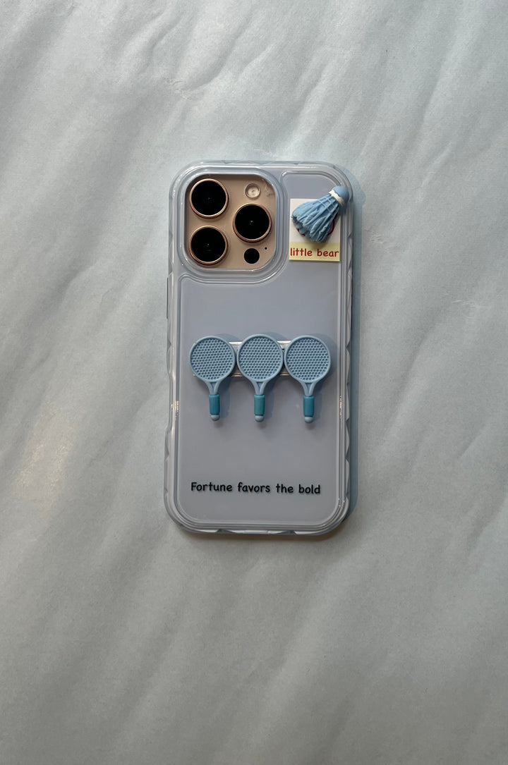Blue badminton Vibes Case – “Fortune Favors the Bold” 💙
