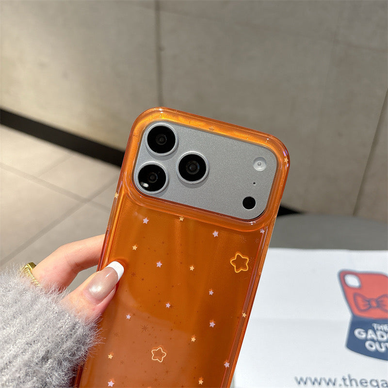 Orange Shiny Star Phone Case - Aesthetic Glitter iPhone Cover