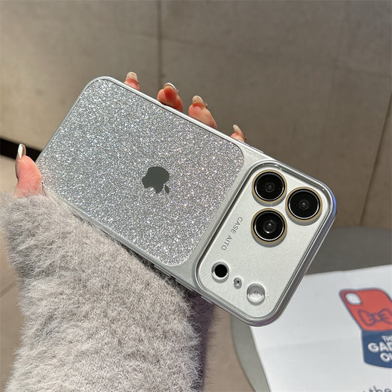 Luxury Silver Glitter iPhone Case – Sparkling Protective Cover with Lens Guard