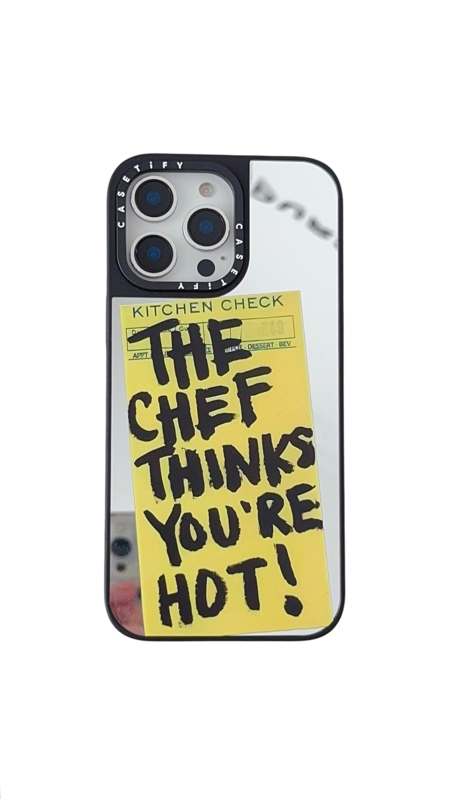 Trendy Mirror iPhone Case with Bold Chef Quote