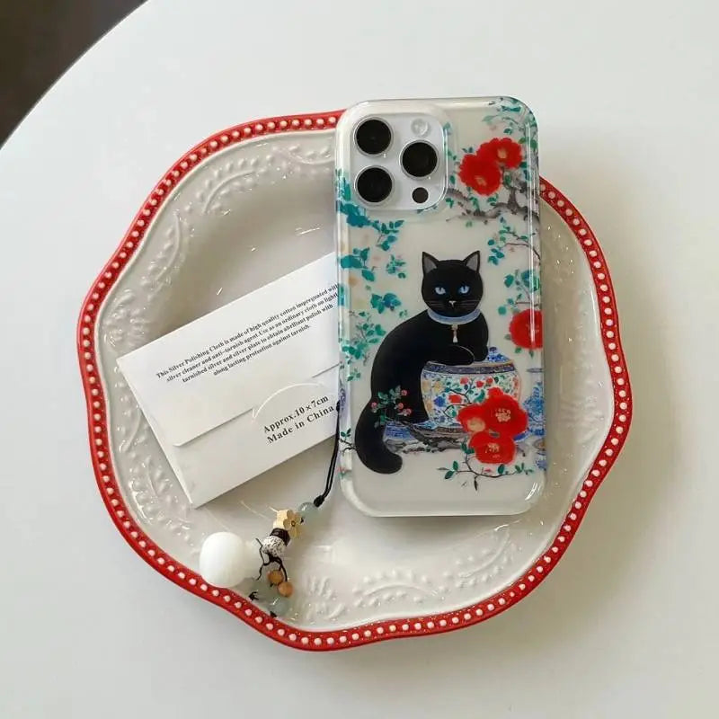 Japanese Cat Sakura Dream Phone Case with Unique Charm