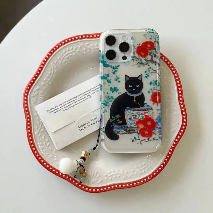 Japanese Cat Sakura Dream Phone Case with Unique Charm