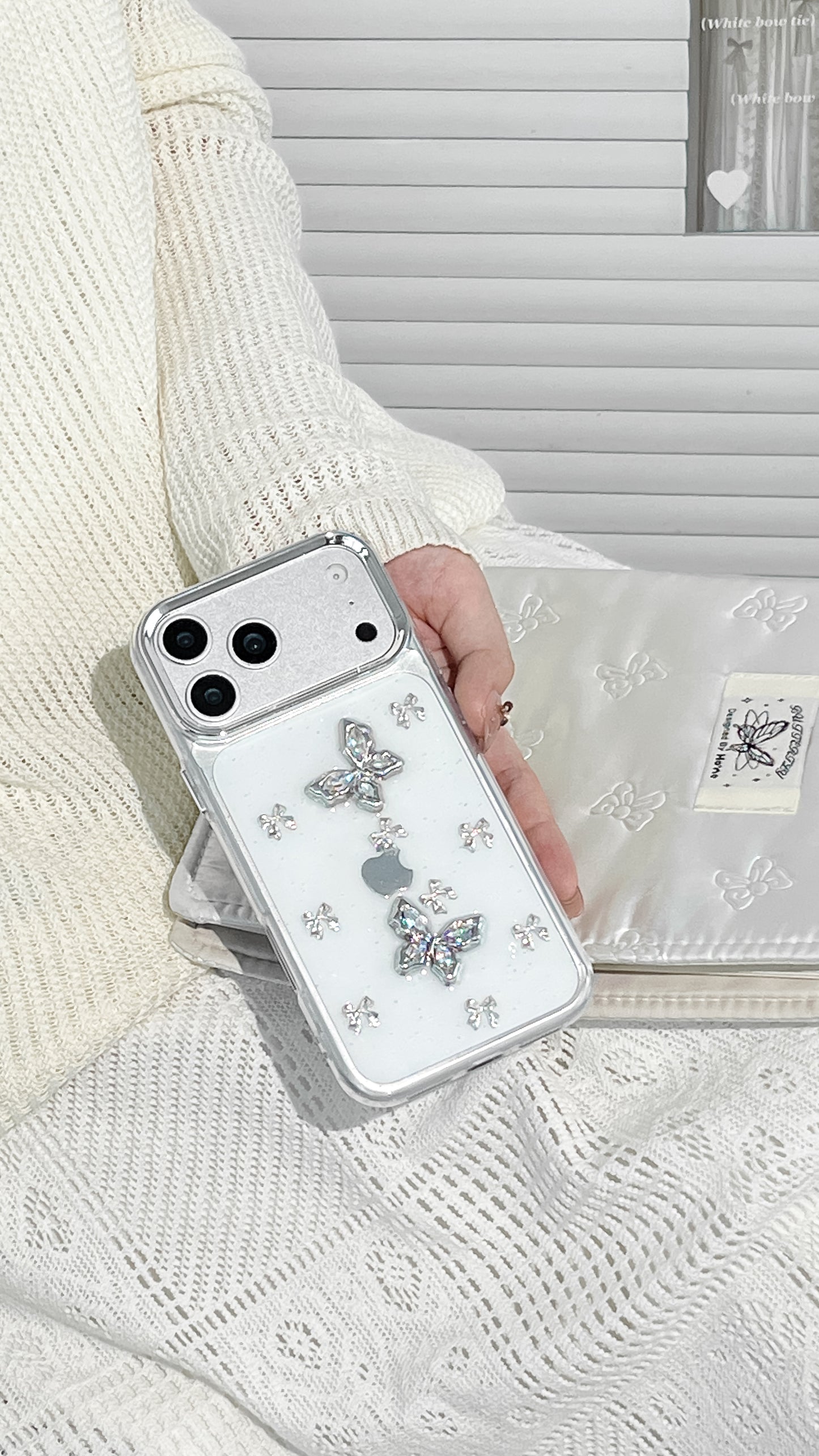 Crystal Butterfly 3D Protective Case – Cute Transparent Cover with Shiny Charms