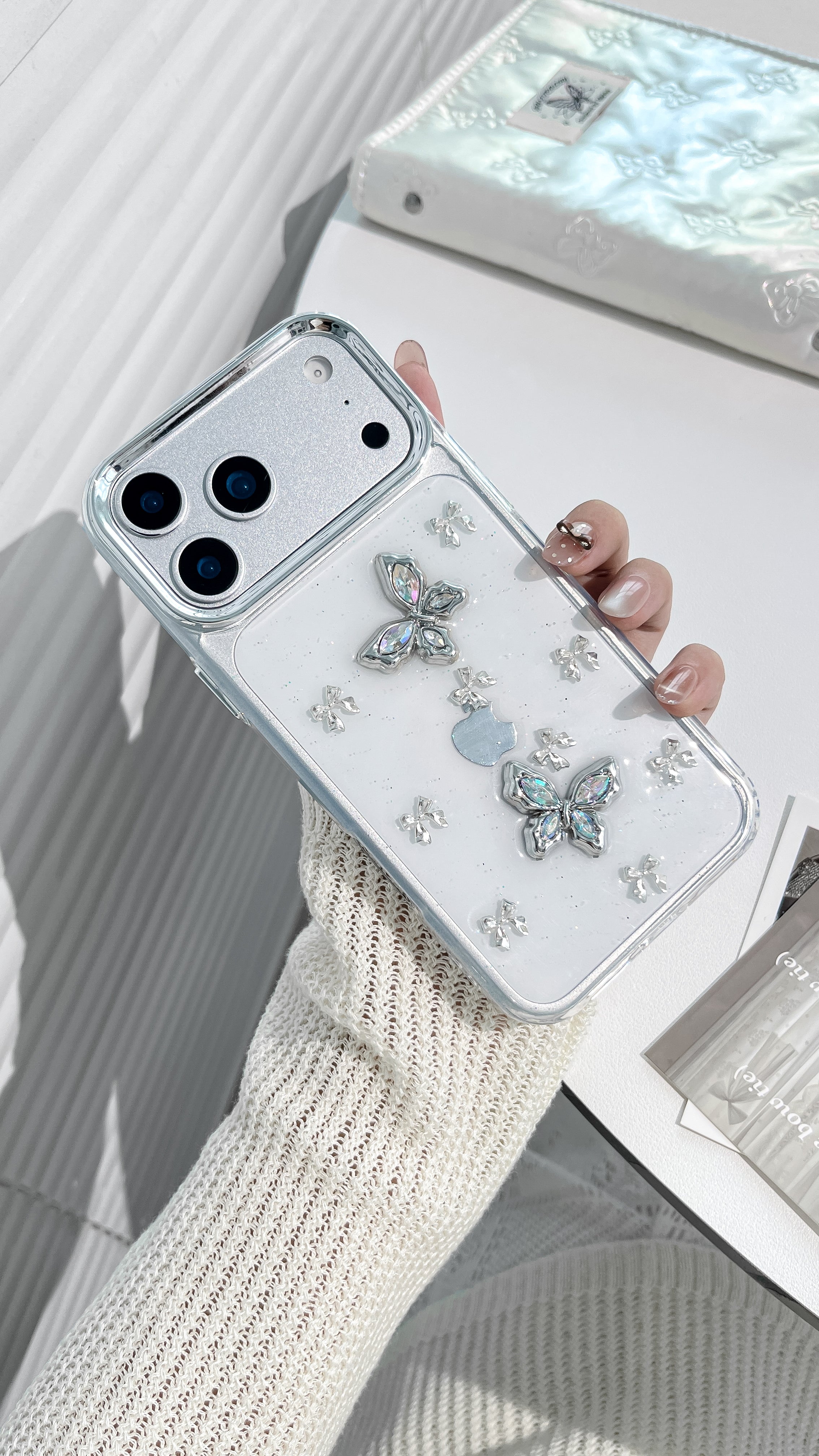 Crystal Butterfly 3D Protective Case – Cute Transparent Cover with Shiny Charms