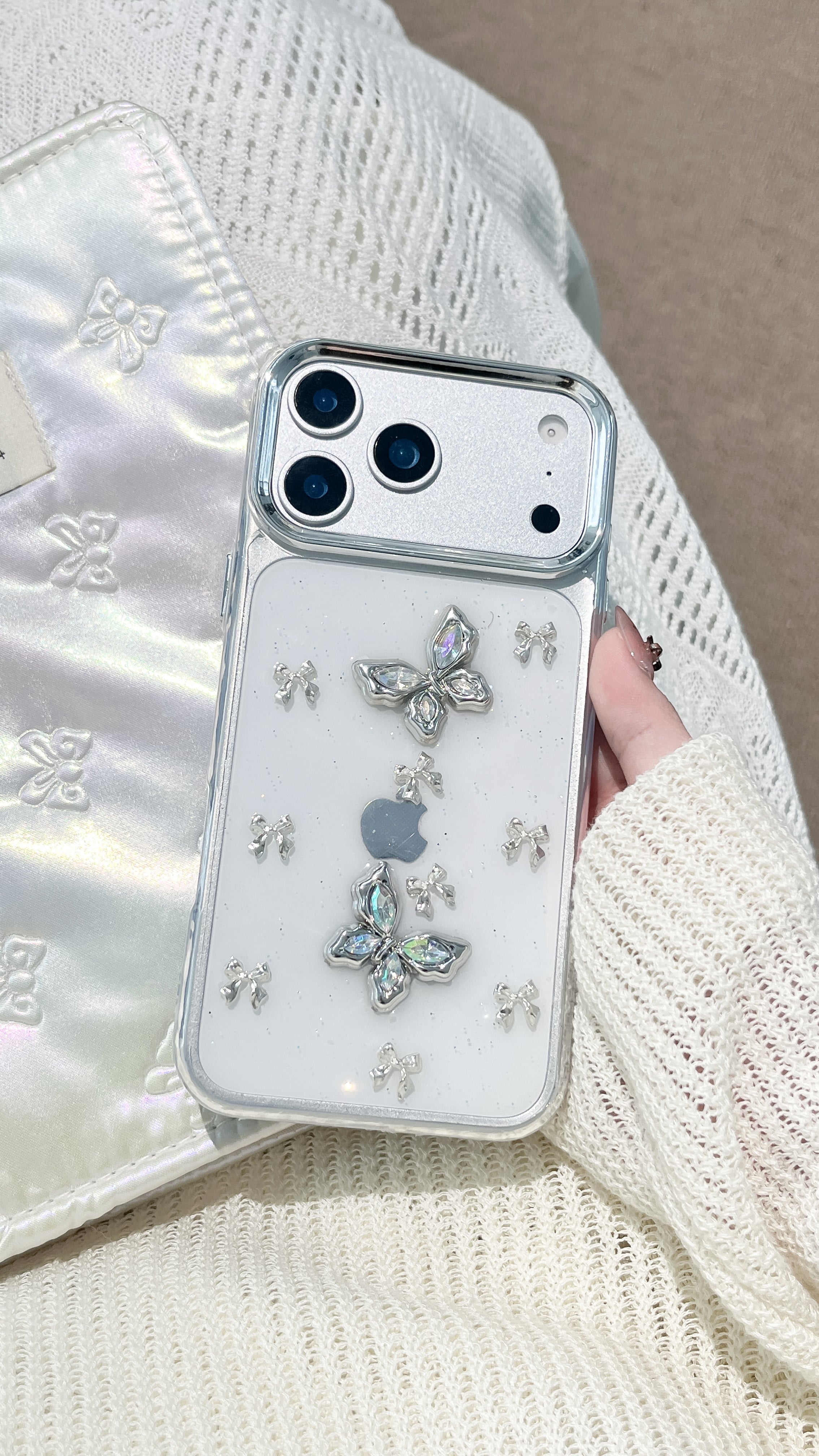 Crystal Butterfly 3D Protective Case – Cute Transparent Cover with Shiny Charms