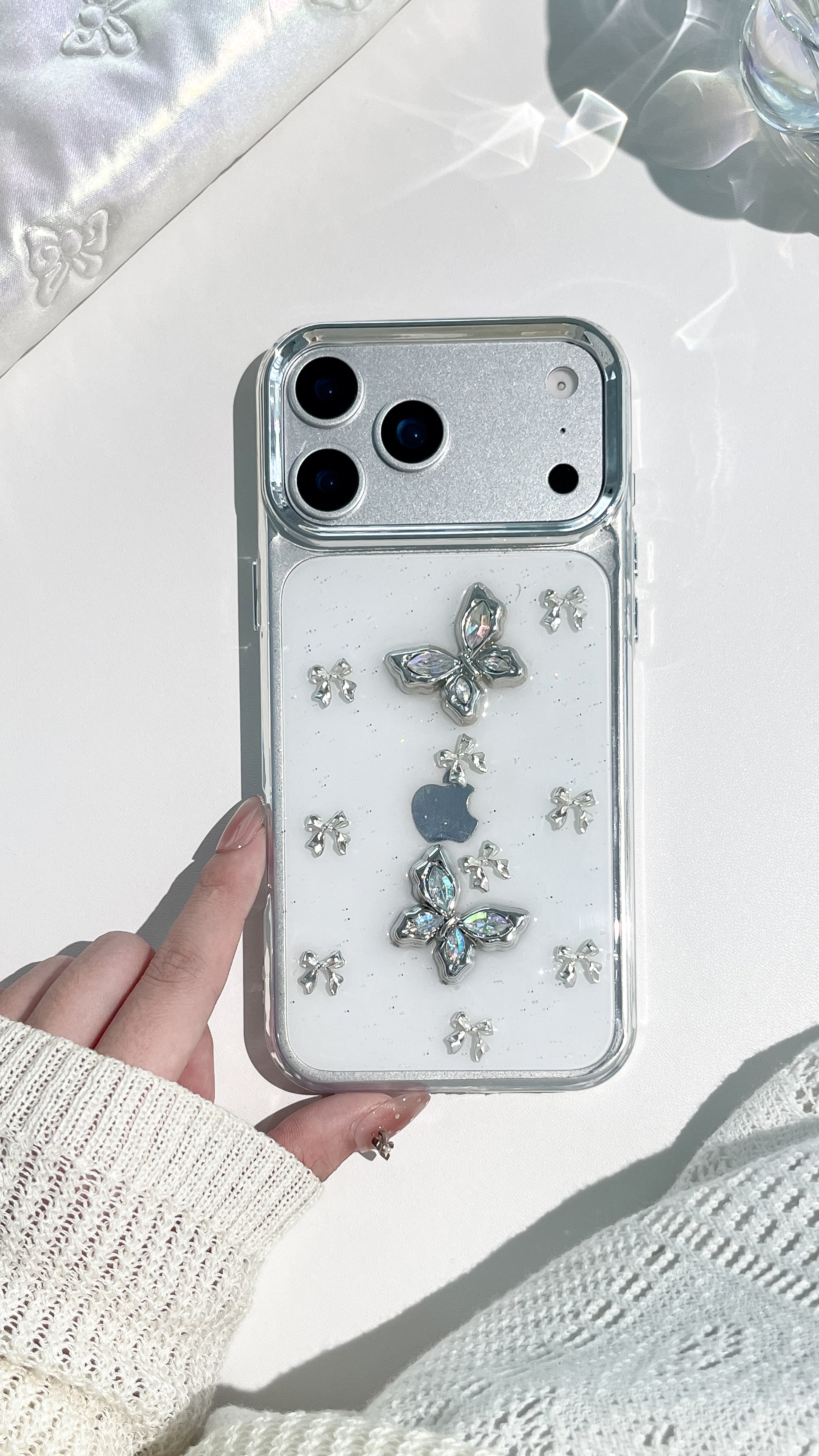 Crystal Butterfly 3D Protective Case – Cute Transparent Cover with Shiny Charms