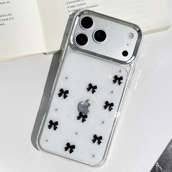 Stylish Clear Phone Case with Black Bow Charms—Cute Protective Cover – The Gadget Outfit Stylish Clear Phone Case with Black Bow Charms—Cute Protective Cover – The Gadget Outfit