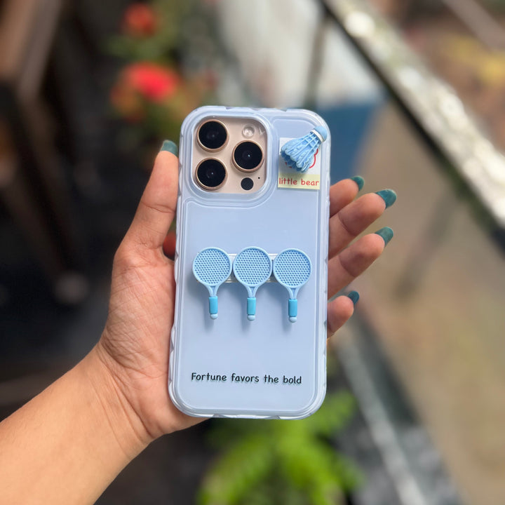 Blue badminton Vibes Case – “Fortune Favors the Bold” 💙