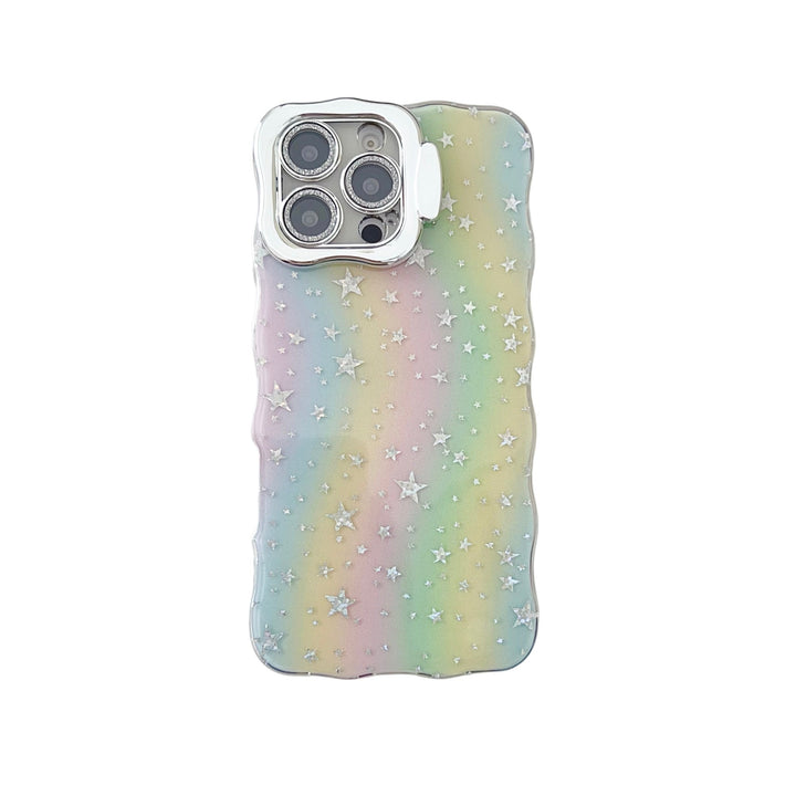 Holographic Pastel Starry Phone Case – Glitter Rainbow Protective Cover ✨🌈