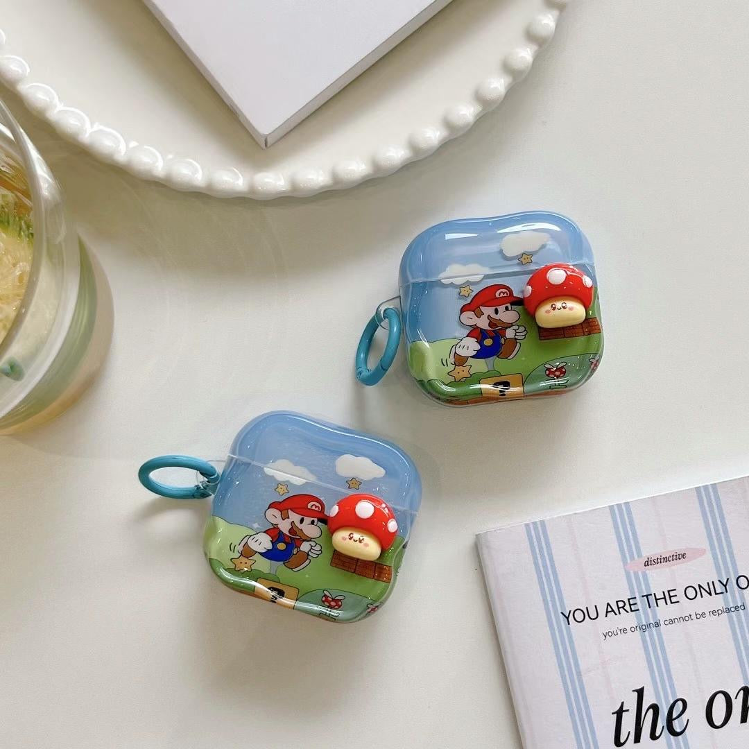 Super Mario Adventure AirPods Case with a blue ring