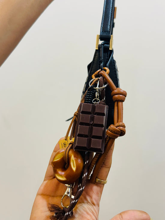 Adorable Wooden & Chocolate Bar Bag Charm—Perfect Gift for Style Lovers