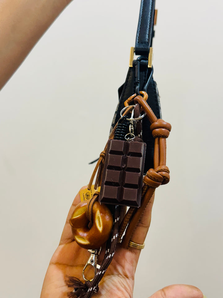 Adorable Wooden & Chocolate Bar Bag Charm—Perfect Gift for Style Lovers