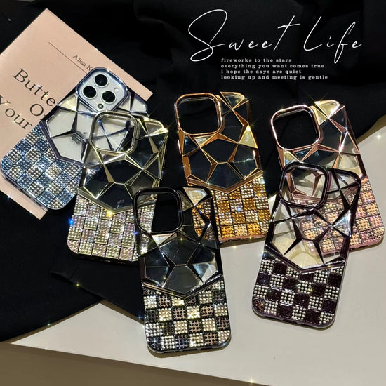 Premium Mirror Diamond Phone Case – Elegant Protective Cover in 6 Colors