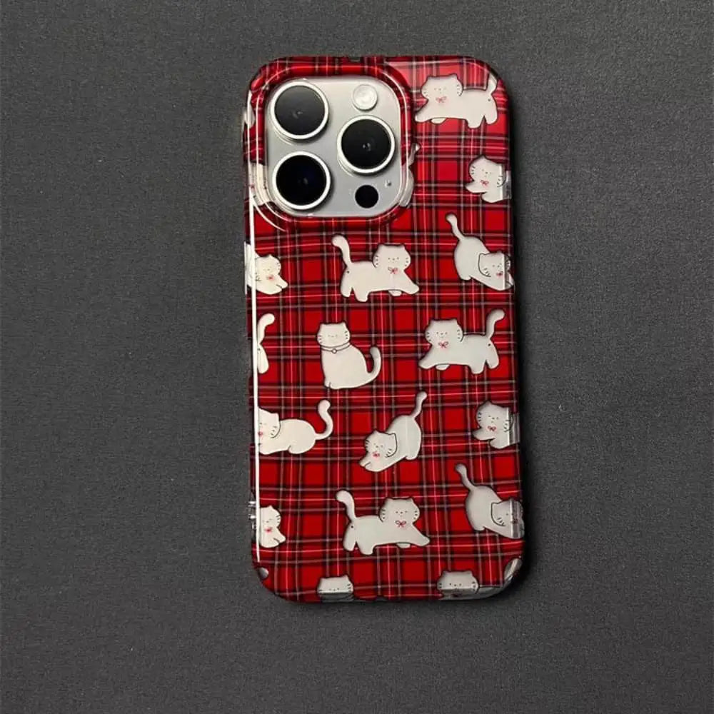Red Plaid Cat Aesthetic Phone Case