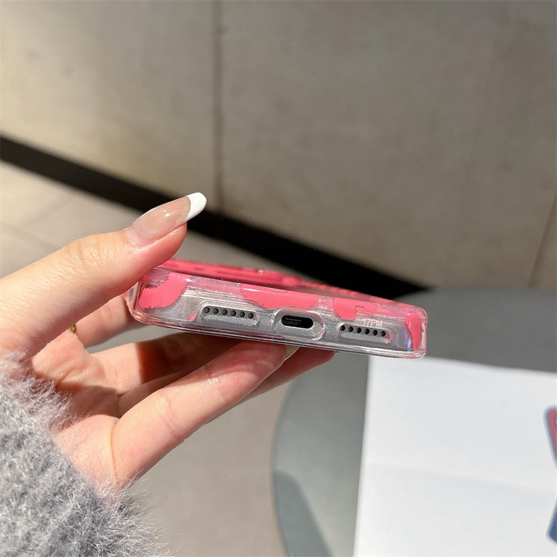 Pink Leopard Print Glitter Phone Case | Aesthetic Animal Print iPhone Cover