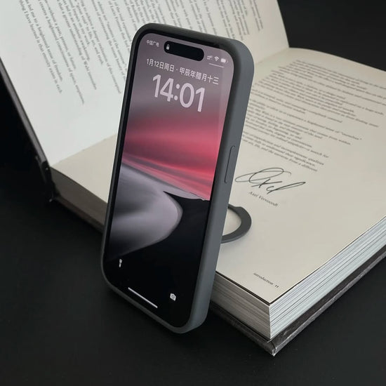 Matte Grey Minimalist Phone Case with Ring Holder & Stand ✨📱