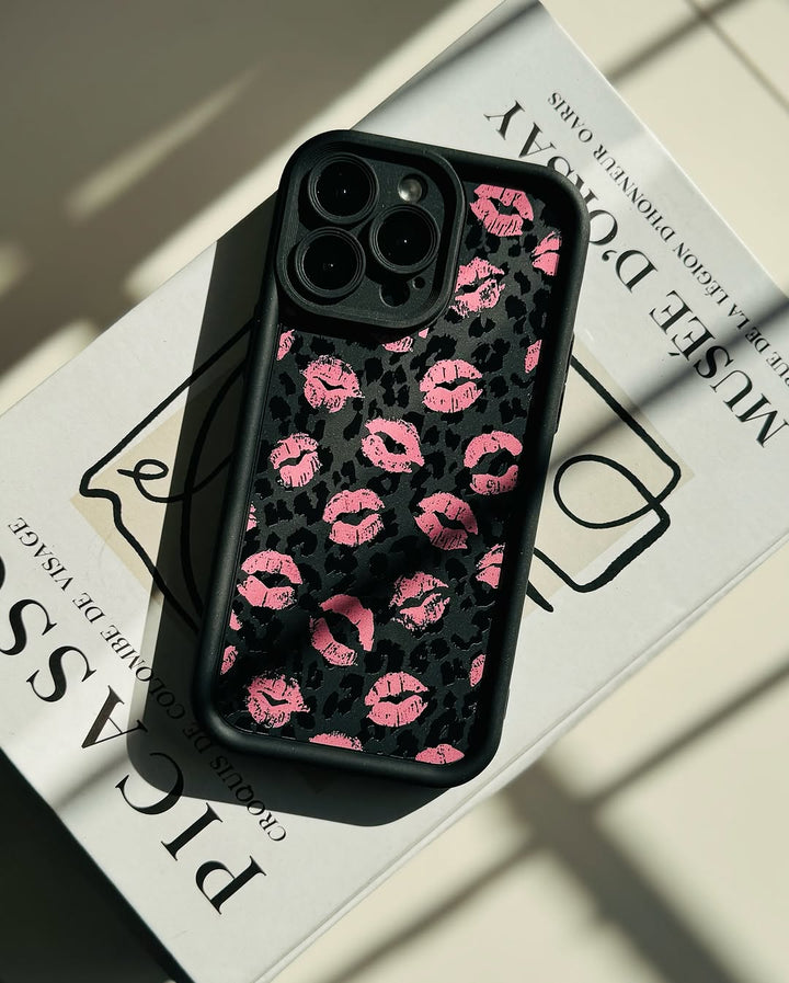 Pink Kiss leapord iPhone Case