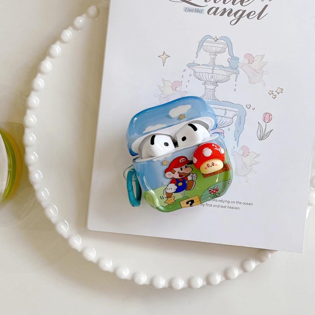 Super Mario Adventure AirPods Case with a blue ring