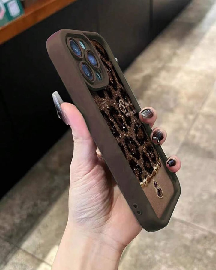 Glam leopord print Charm iPhone Case