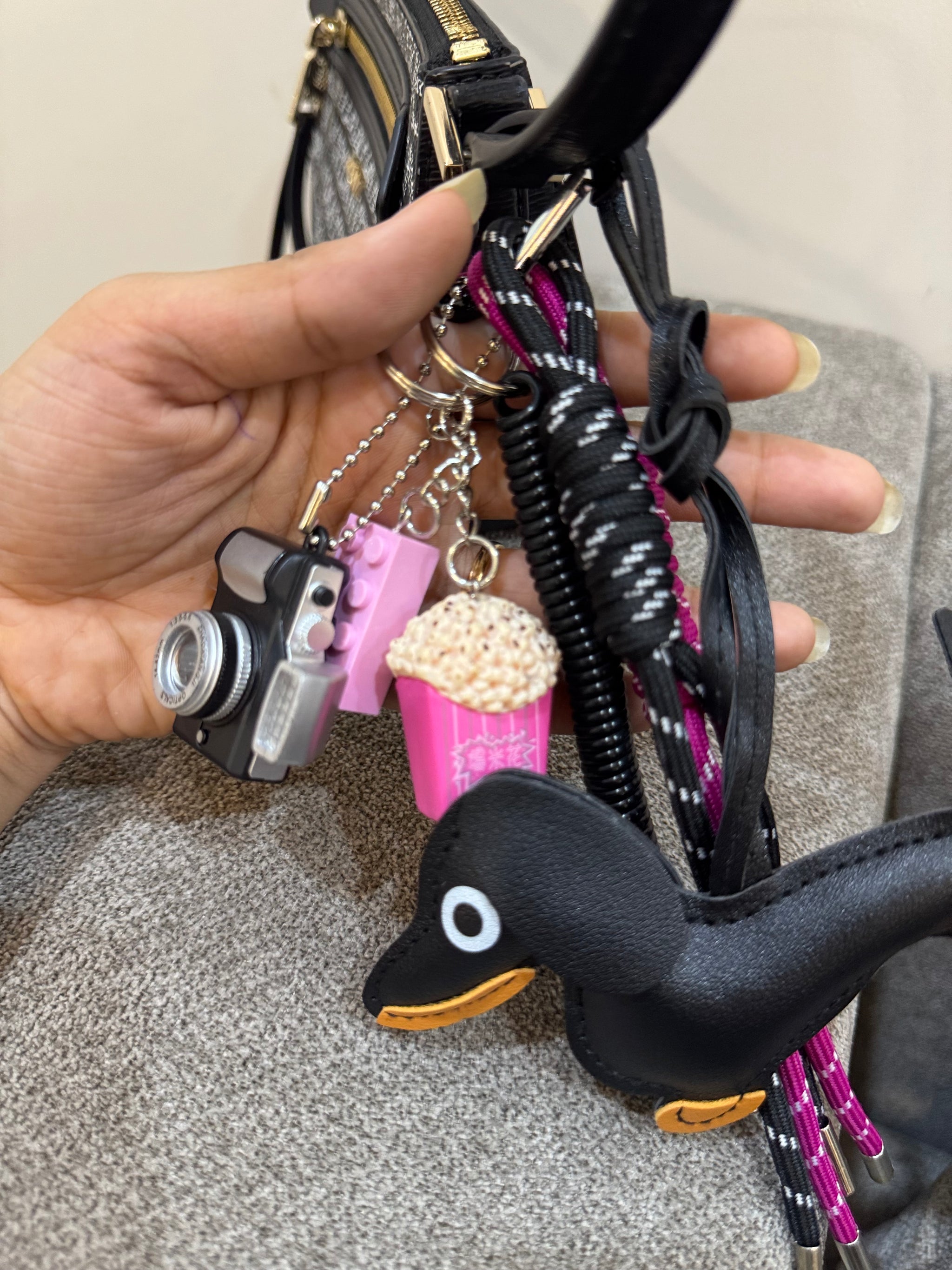 Cute Black Bird Dog Charm with LEGO & Camera Accessories