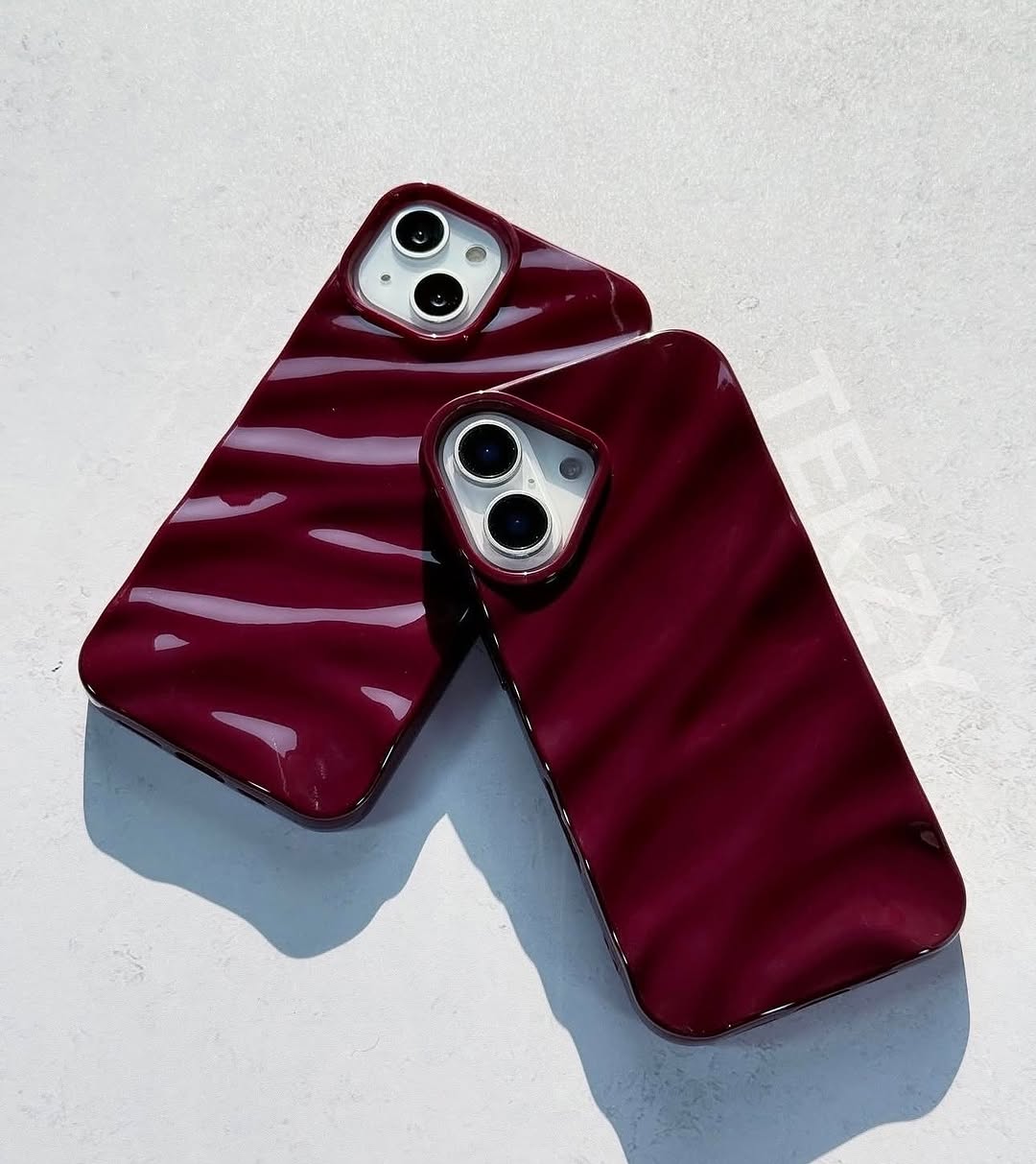 Ruby Wave iPhone Case – Glossy Dark Red Designer Phone Cover