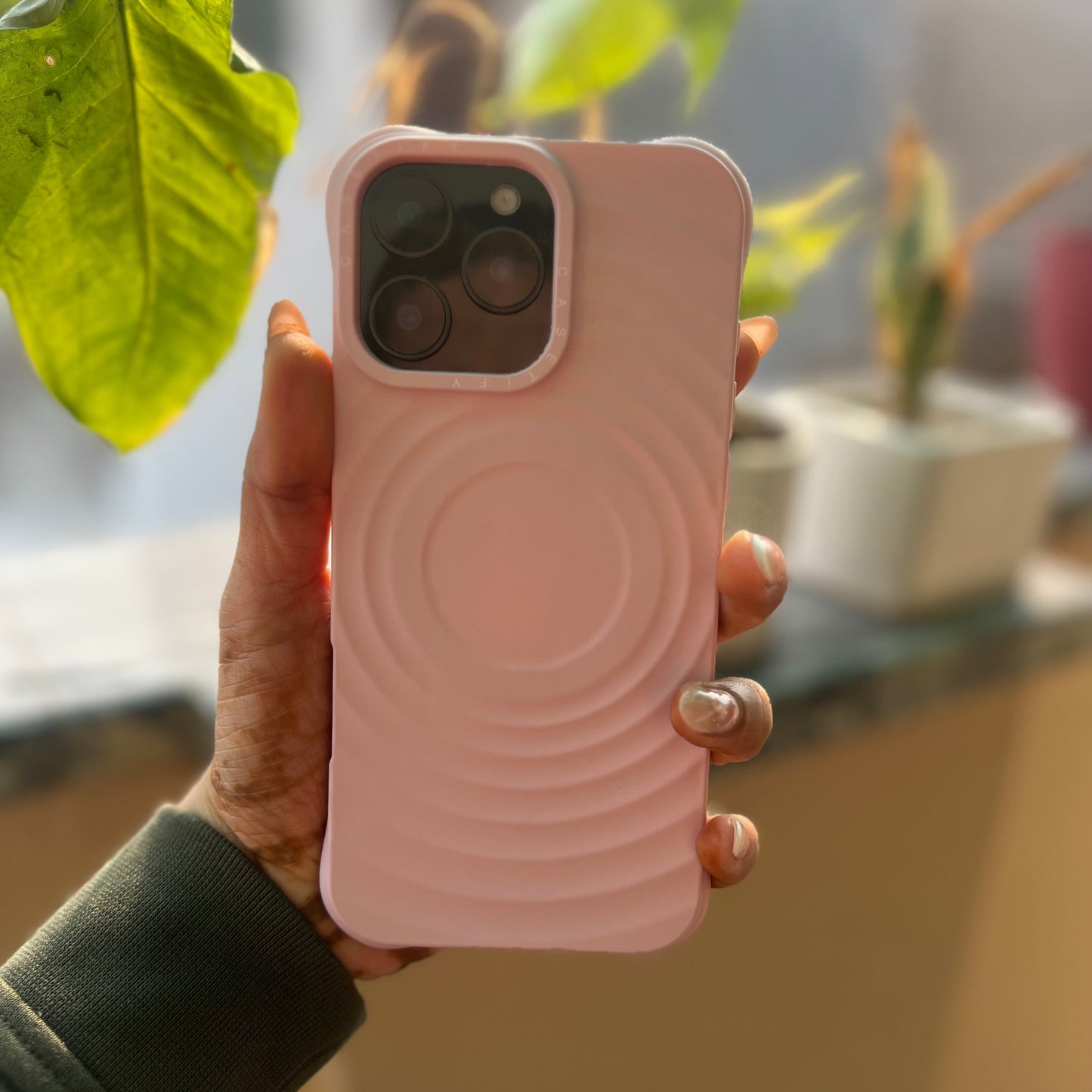 Pink Silicone Phone Case with Mint Grip – Soft, Stylish & Shockproof Cover