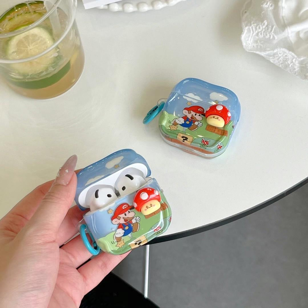 Super Mario Adventure AirPods Case with a blue ring