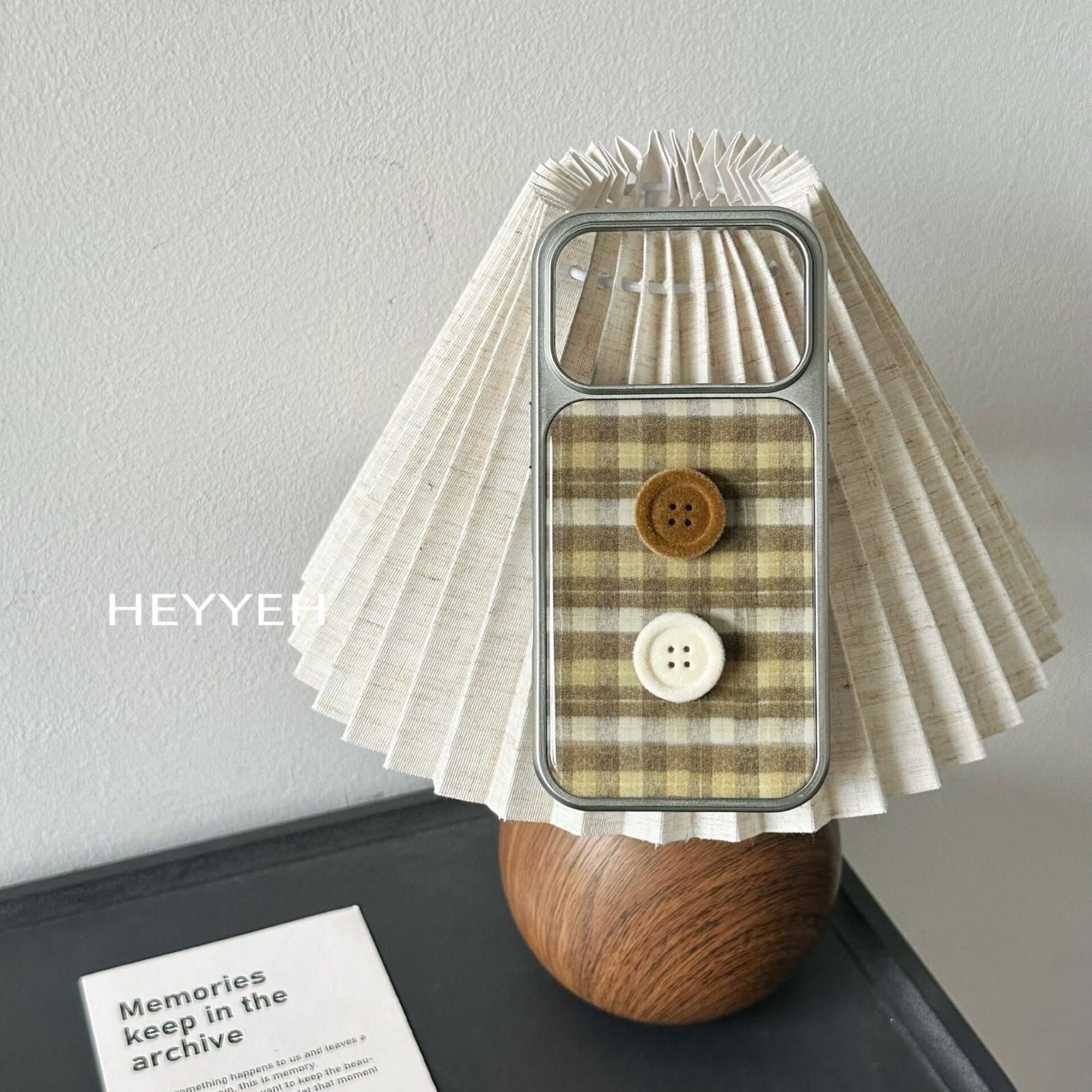 Cozy Vintage Plaid Button iPhone Case | Cute Korean Phone Cover