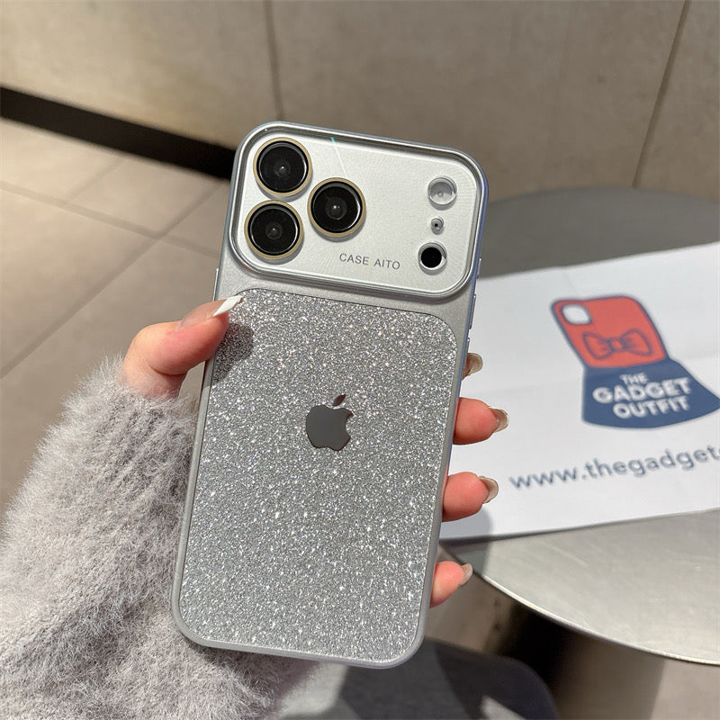 Luxury Silver Glitter iPhone Case – Sparkling Protective Cover with Lens Guard