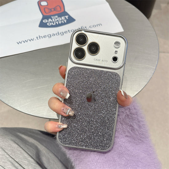 Sleek Silver Sparkle Case – Luxury Glitter Aesthetic iPhone Case