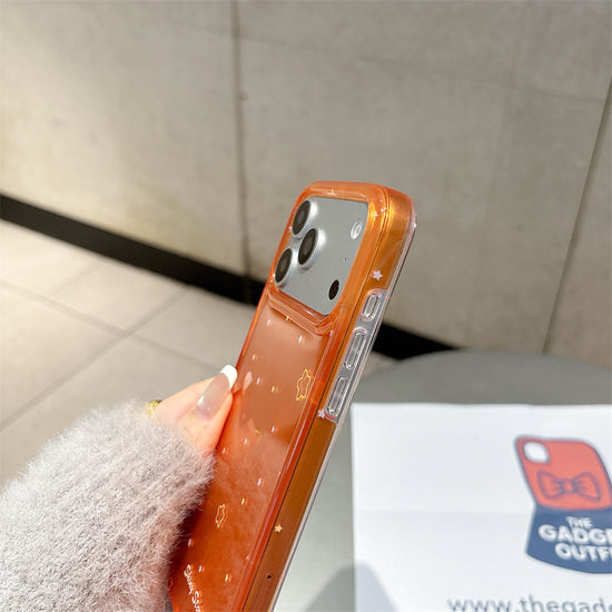 Orange Shiny Star Phone Case - Aesthetic Glitter iPhone Cover