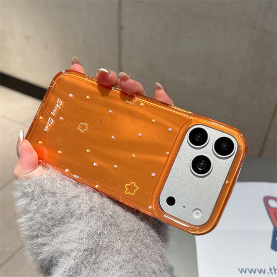 Orange Shiny Star Phone Case - Aesthetic Glitter iPhone Cover