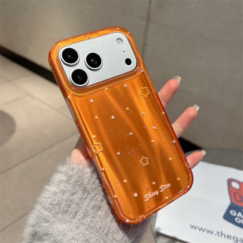 Orange Shiny Star Phone Case - Aesthetic Glitter iPhone Cover