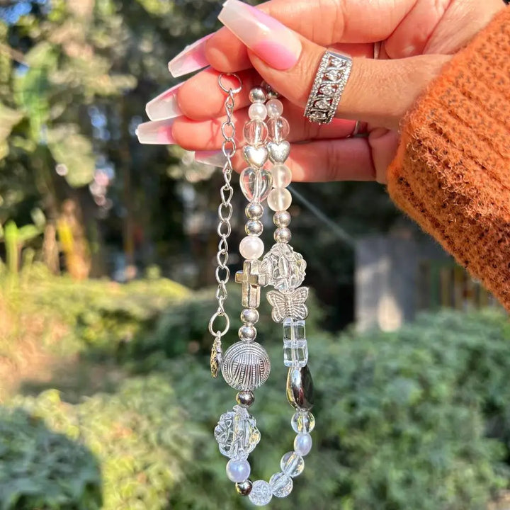 Elegant Flora Beaded Case with Pendant Charm