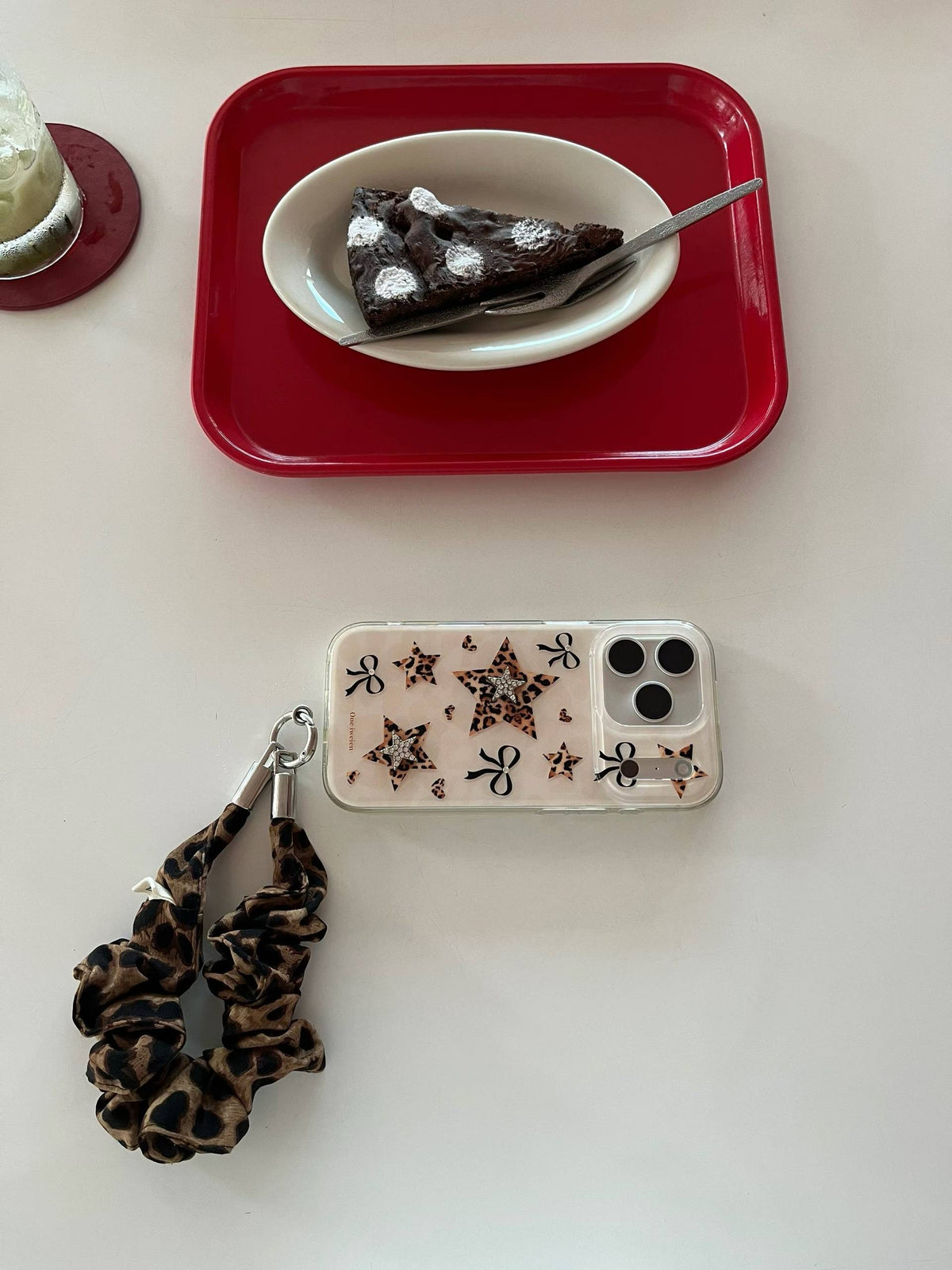 Leopard Bow Star iPhone Case with Wrist Strap – Cute Aesthetic Printed Phone Cover