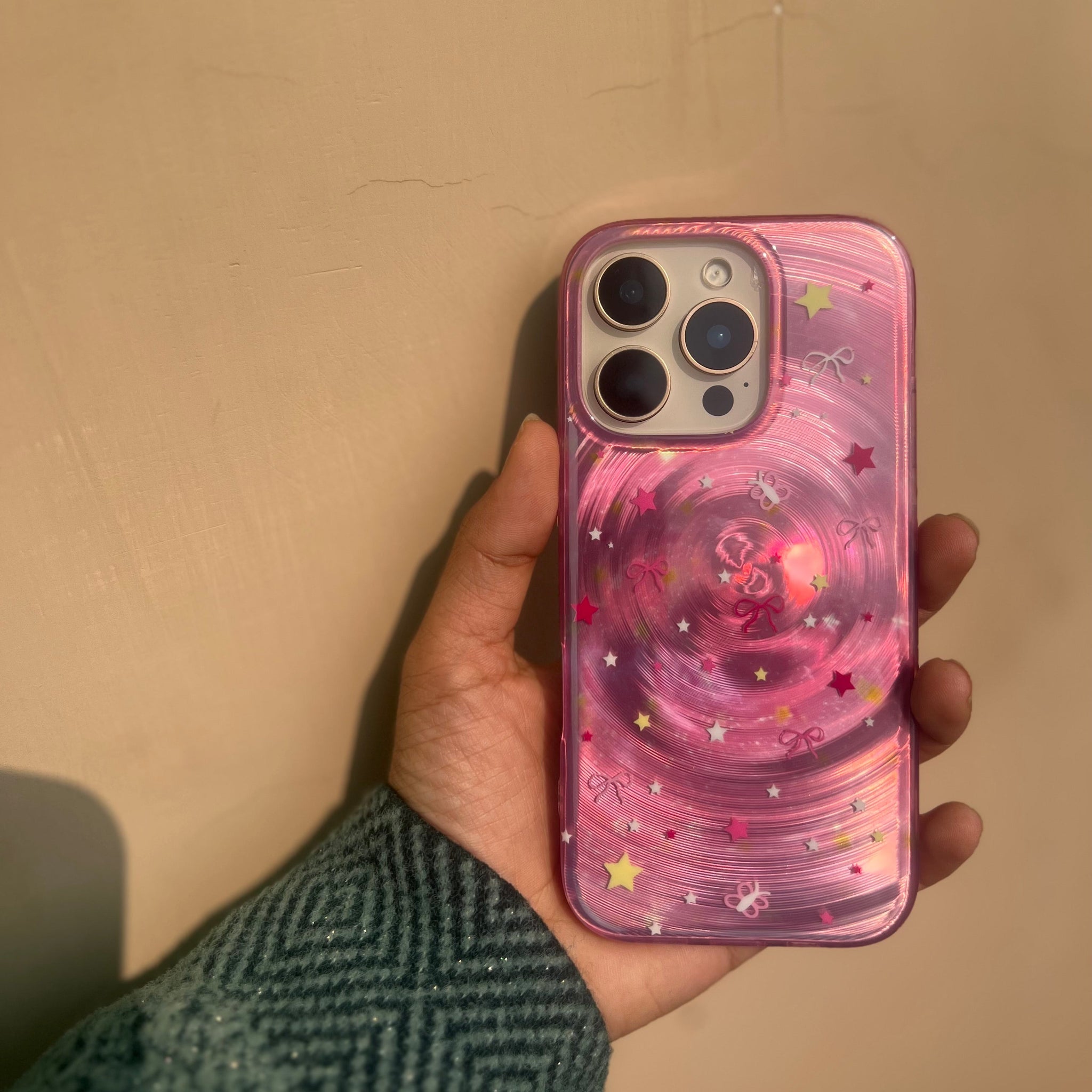 Cute Pink Galaxy Phone Case with Stars & Bows – Stylish Protective Cover