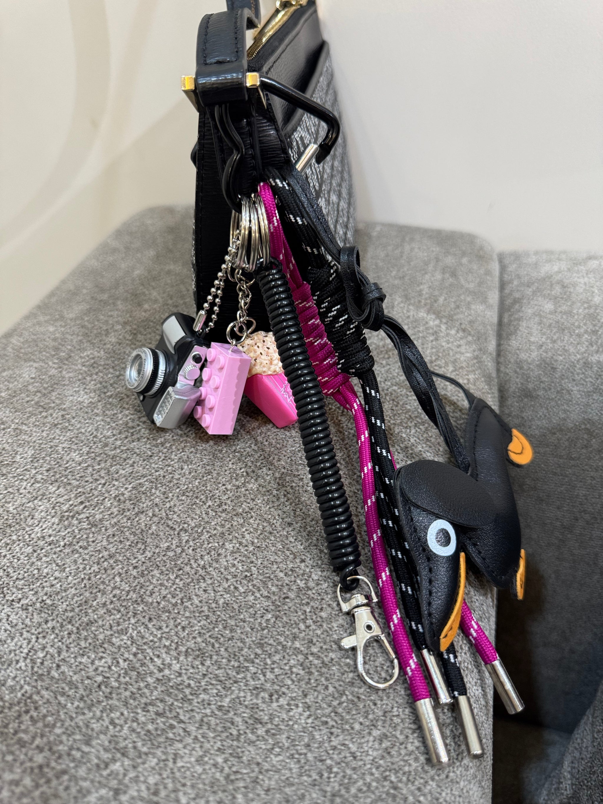 Cute Black Bird Dog Charm with LEGO & Camera Accessories