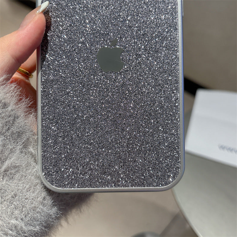 Sleek Silver Sparkle Case – Luxury Glitter Aesthetic iPhone Case