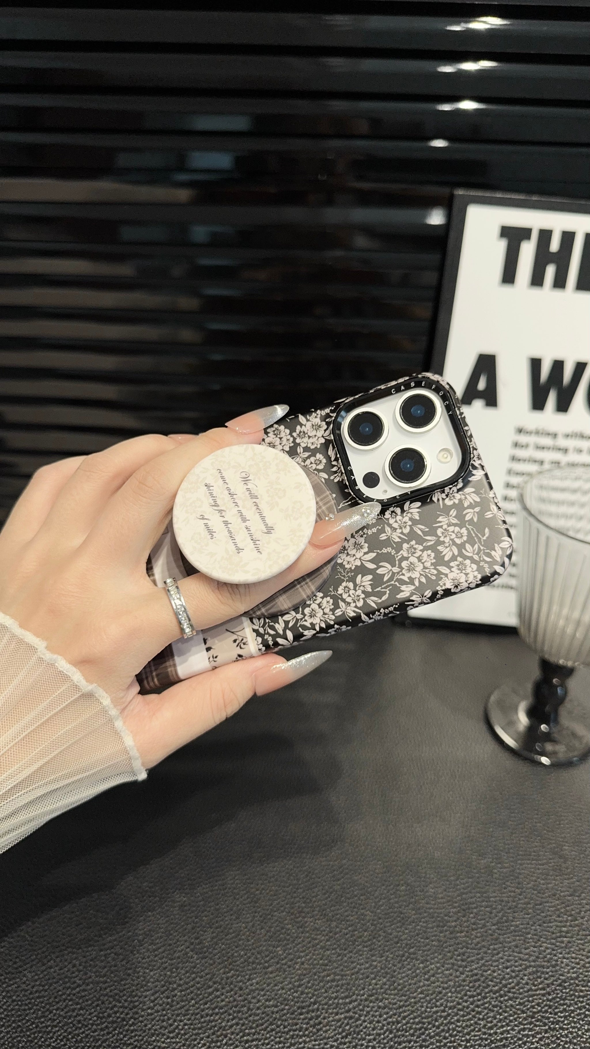 Brown Floral Plaid magnetic MagSafe iPhone Case – Soft Matte Cover with Grip Holder