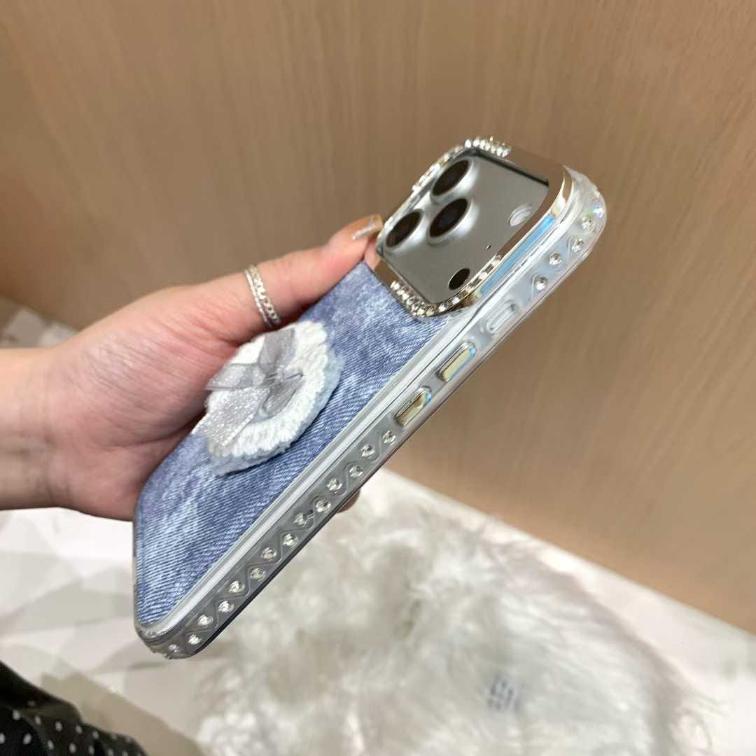 Coquette Denim Heart iPhone Case | Stylish Blue Phone Cover