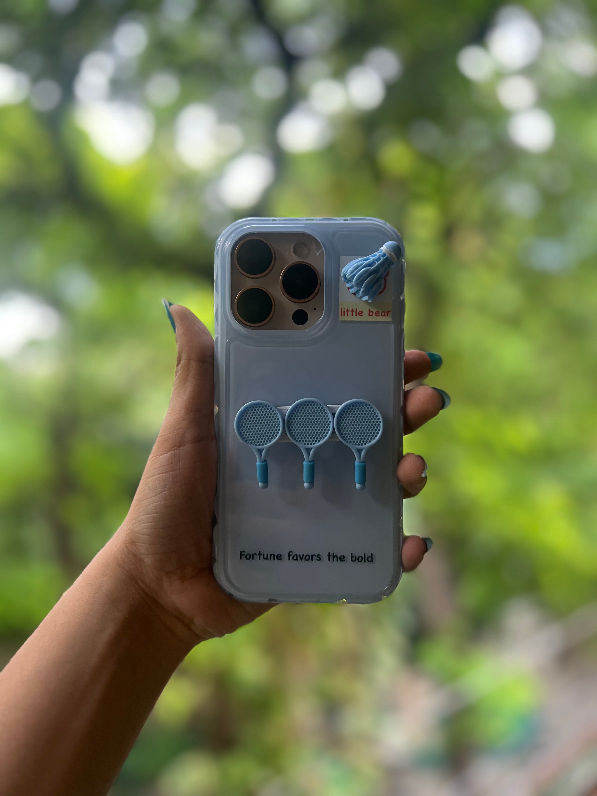 Blue badminton Vibes Case – “Fortune Favors the Bold” 💙