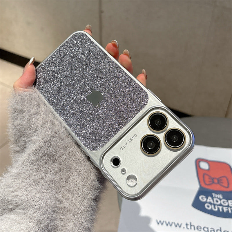 Sleek Silver Sparkle Case – Luxury Glitter Aesthetic iPhone Case