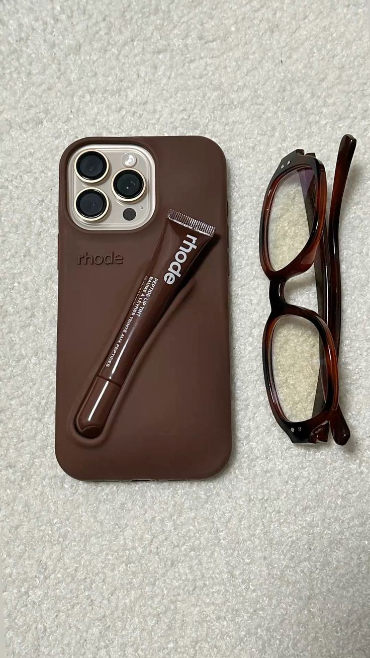 Soft Brown iPhone Case with Built-In Lip Balm Holder—Simple, Stylish, and Protective